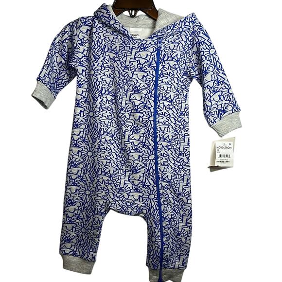 Nordstrom Open Edit Hooded Fleece Classic Lined Romper Zipper Opening Size 6M - Picture 1 of 6